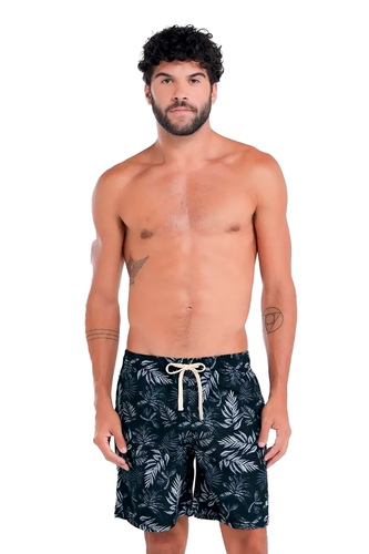 Shorts mash Casual Estampado Botanical Masculino Preto 