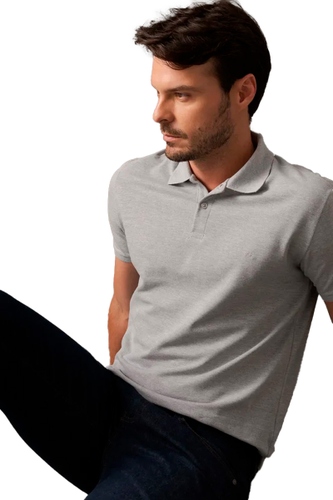 Polo Calvin Klein Básica Masculina Cinza Mescla hover