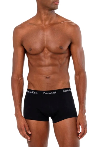 Kit 3 Cuecas Calvin Klein Jeans Underwear Low Rise Trunk Masculina Preto c/ Elástico Preto hover