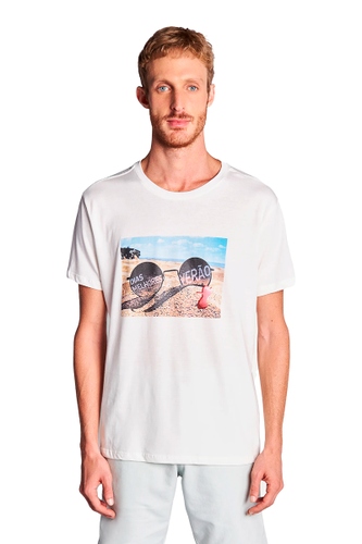 Camiseta Reserva Estampada "Dias Melhores" Masculina Off White