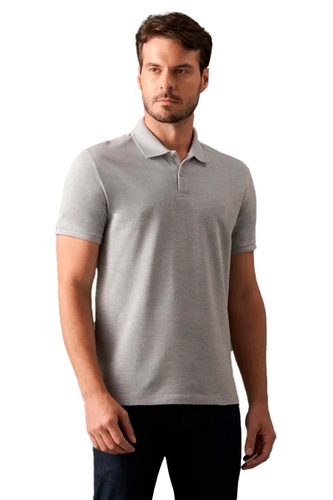 Polo Calvin Klein Básica Masculina Cinza Mescla