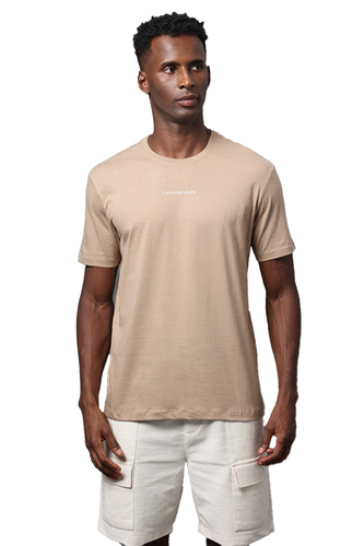 Camiseta Calvin Klein Jeans Logo Centralizado Masculina Caqui