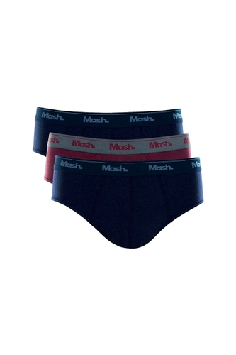 Kit 3 Cuecas Mash Slip Masculina Marinho Com Vermelho