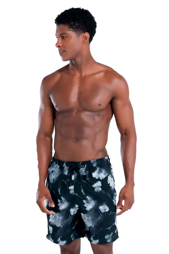 Shorts Mash Elastano Estampado Floral Masculino Preto 