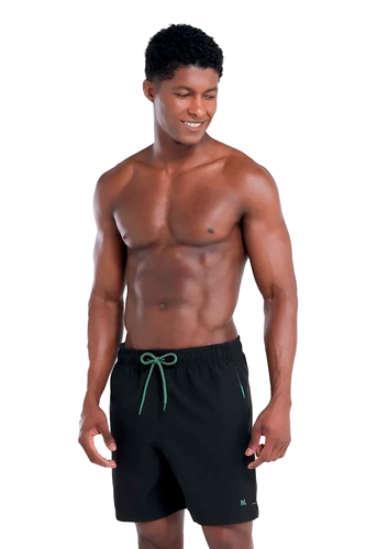 Shorts Mash Elastano Liso Cos In.Contrastante Preto