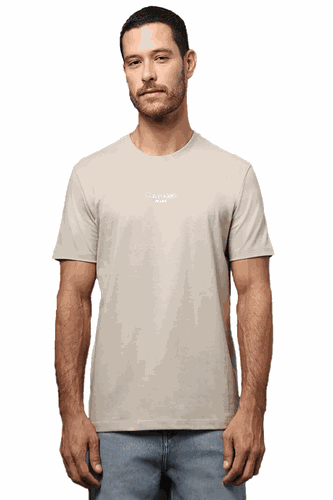 Camiseta Calvin Klein Jeans Logo Masculina Caqui Claro