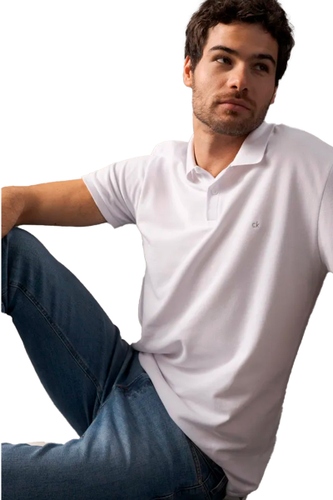 Polo Calvin Klein Slim Básica Masculina Branco hover
