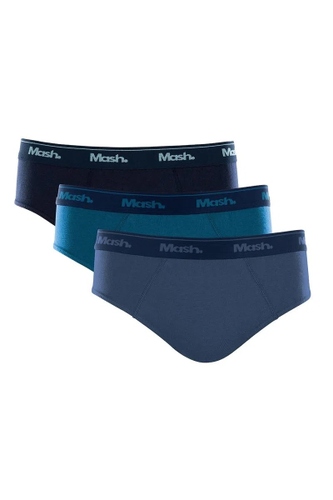 Kit 3 Cuecas Mash Slip Masculina Azul
